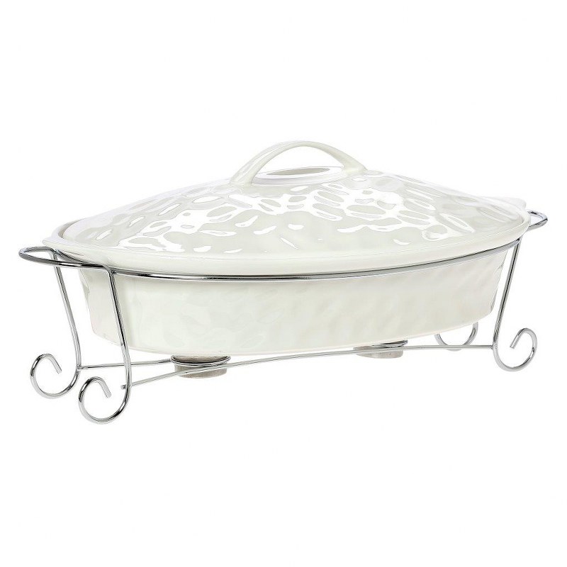 Γάστρα Πυρίμαχη Οβάλ Με Καπάκι 42εκ. Punto CRYSPO TRIO 26.000.55 (Υλικό: Πορσελάνη Decore, Χρώμα: Λευκό) - CRYSPO TRIO - 26.000.55